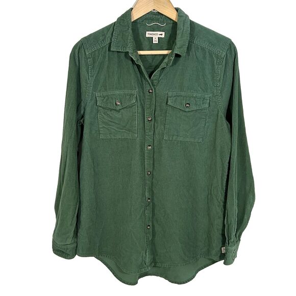Toad & Co Corduroy Button Up Top Size Medium Green Shirt Long Sleeve Women - Picture 1 of 7